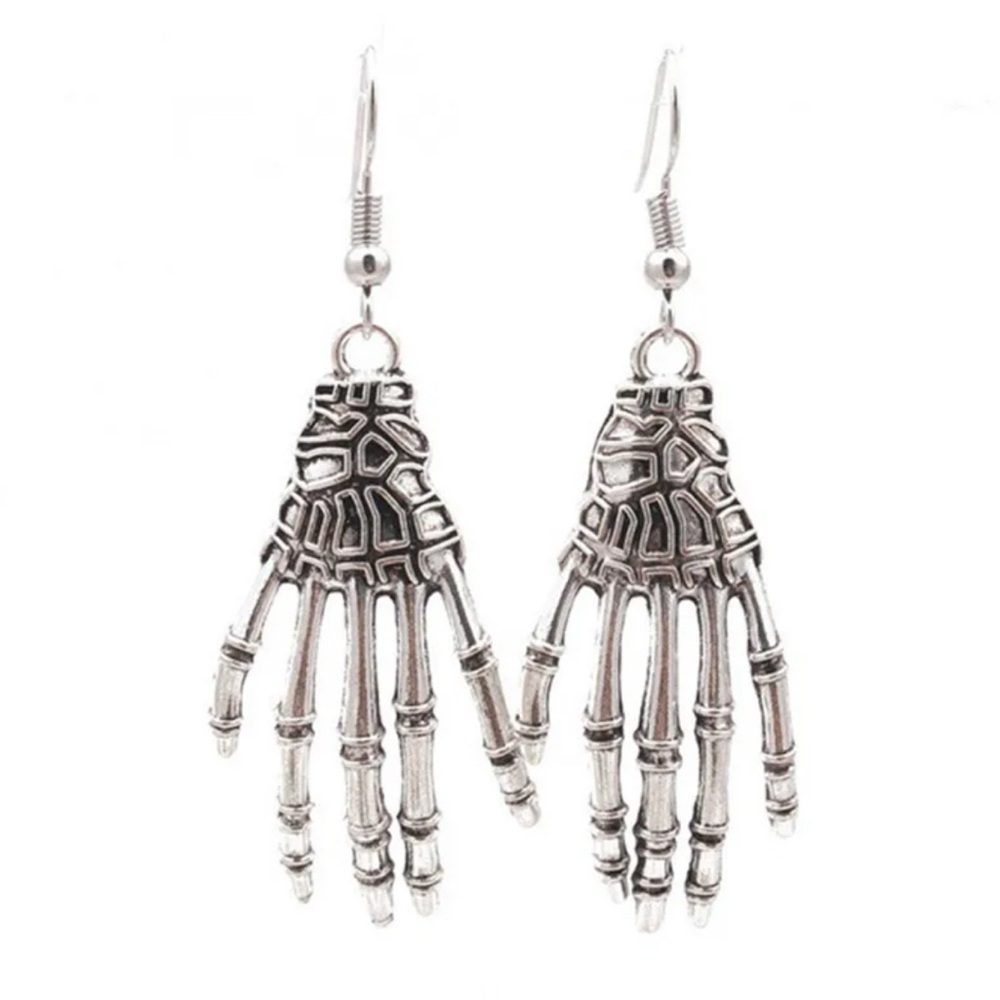 🎀NIP Silver Skeleton Hand Earrings